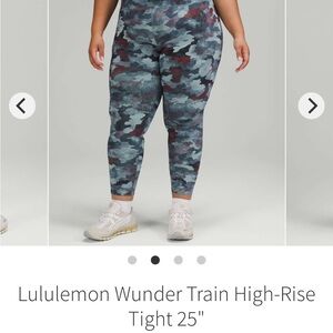 Lululemon Wunder Train in Heritage Camo Wash Mineral Blue Multi Size 6